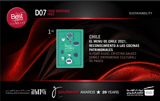 Premio Internacional para el libro El Menú de Chile 2021