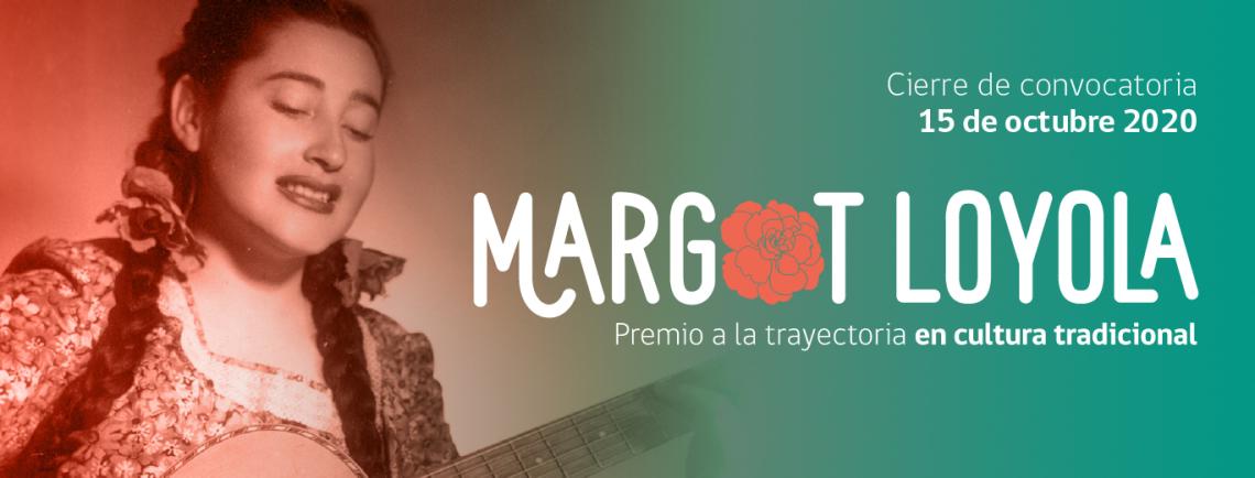 “La tradición va siempre callada, lenta y profunda, es como un secreto”. Margot Loyola La convocatoria, que estará abierta hasta el próximo 15 de octubre de 2020, se realiza como parte de las actividades de homenaje a la folclorista en la fecha de su nacimiento, por cuyo motivo se celebra el Día Nacional de la Cultura Tradicional y Popular. El Ministerio de las Culturas, las Artes y el Patrimonio ha abierto la convocatoria para el Premio a la Trayectoria en Cultura Tradicional Margot Loyola Palacios 2020